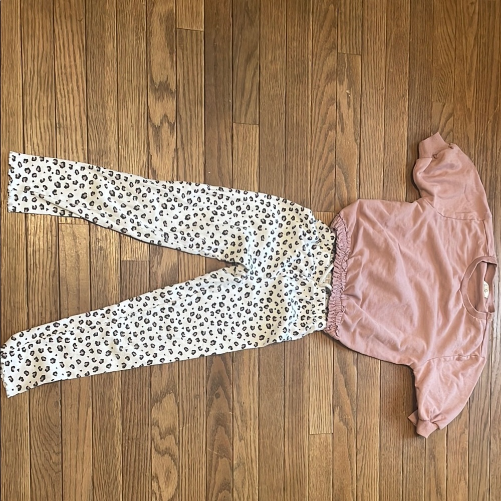 Jessica Simpson Pink Top and Leopard Print Pants Set
